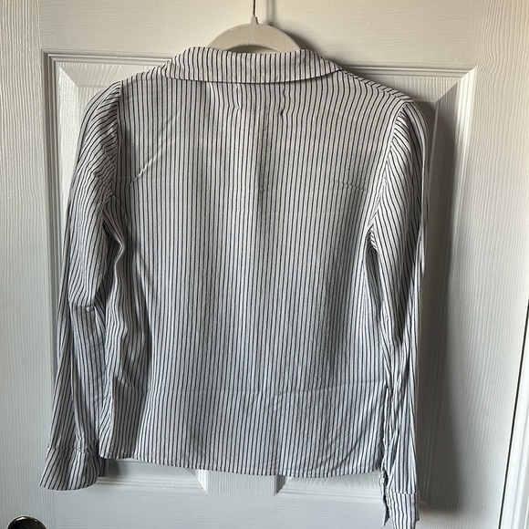 Reformation Pin Stripe Long Sleeve Blouse Shirt black white - Picture 4 of 5